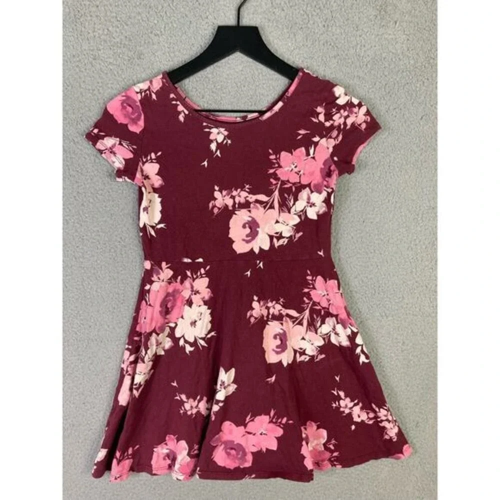 The Children's Place Girls Floral Fit & Flare Dress Size L Multicolor Red Pink - Picture 5 of 11